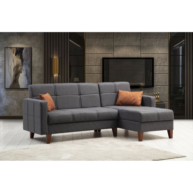 Casa si Gradina - Mobilier - Seturi de mobilier - Seturi living - Set living, Atelier Del Sofa, cadru metal lemn, gri inchis, canapea coltar 216x130x86 cm, fotoliu 75x80x102 cm - Infinity.ro