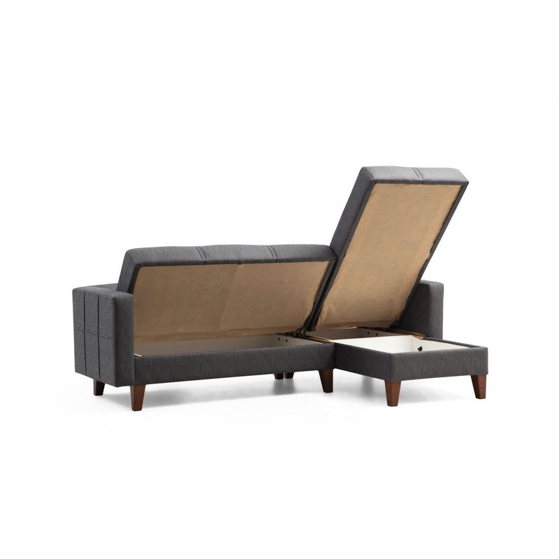 Casa si Gradina - Mobilier - Seturi de mobilier - Seturi living - Set living, Atelier Del Sofa, cadru metal lemn, gri inchis, canapea coltar 216x130x86 cm, fotoliu 75x80x102 cm - Infinity.ro