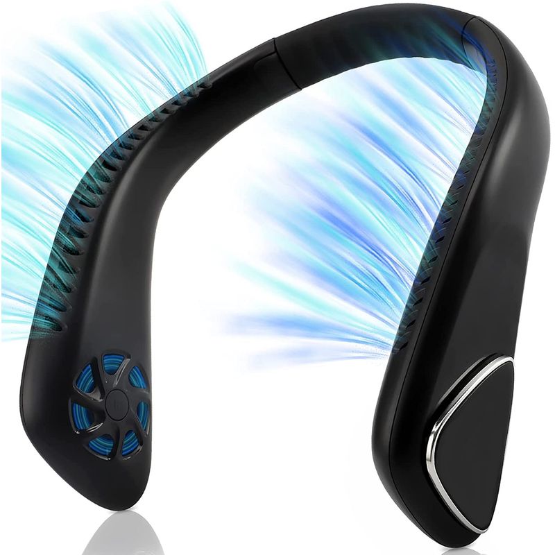 Ingrijire personala si Cosmetice - Aparate & accesorii ingrijire personala - Aparate cosmetice - Aparate intretinere si ingrijire corporala - Ventilator portabil pentru gat, 3 trepte de viteza, 6000 mAh, autonomie pana la 18 ore, USB, putere 5W, flexibil, negru - Infinity.ro