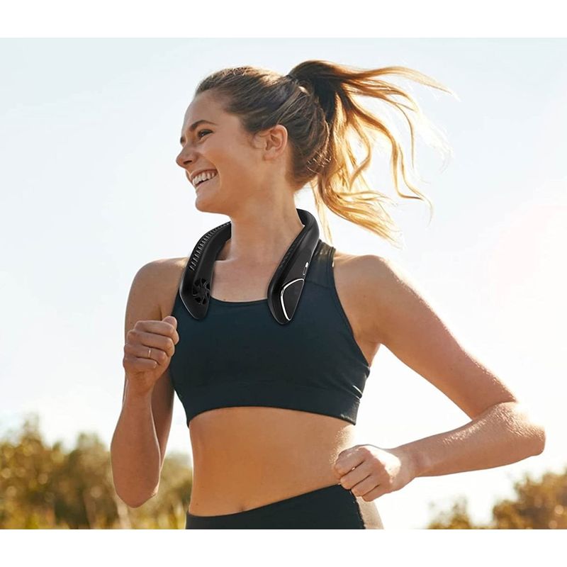 Ingrijire personala si Cosmetice - Aparate & accesorii ingrijire personala - Aparate cosmetice - Aparate intretinere si ingrijire corporala - Ventilator portabil pentru gat, 3 trepte de viteza, 6000 mAh, autonomie pana la 18 ore, USB, putere 5W, flexibil, negru - Infinity.ro