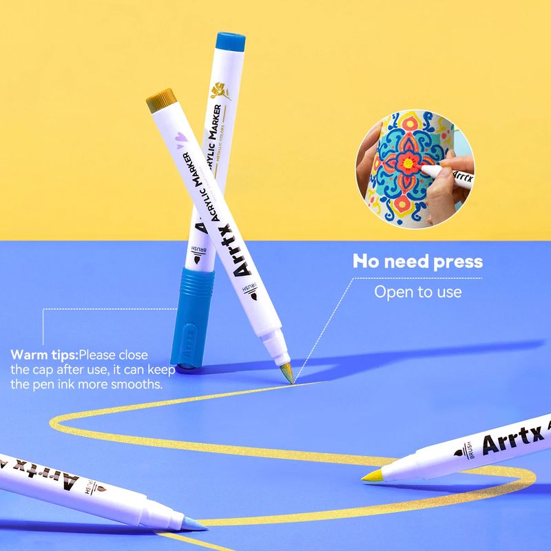 Carti si Birotica - Birotica - Instrumente de scris - Markere si carioci - Set 60 Markere, vopsea Acrilica Arrtx,, pentru Sticla, Ceramica, Pietre, Lemn, Plastic, Hartie, Panza, Non-toxic, - Infinity.ro