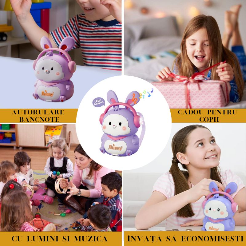 Carti si Birotica - Birotica - Accesorii de birou - Pusculite - Pusculita ATM de jucarie, Seezesol Solution™, blocare cu Amprenta si Cod Pin, cu Lumini si Muzica, Bancnote si Monede - Infinity.ro