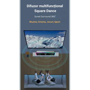 Boxa Gaming PC, RGB Iluminare, 4D HiFi Stereo, ABS, Conectare Universala, Rezistenta la praf/socuri, Negru