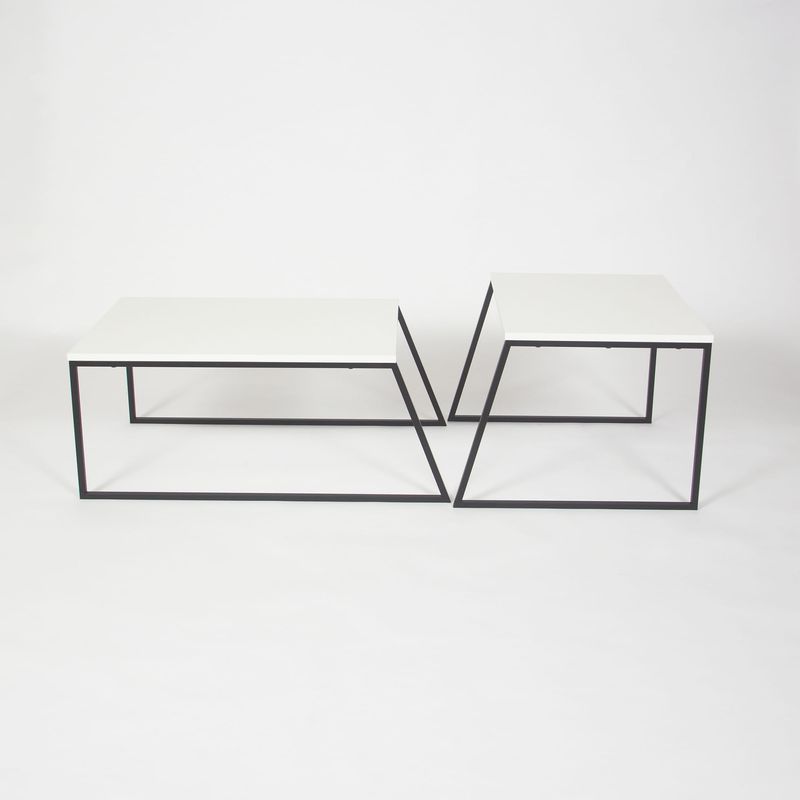 Casa si Gradina - Mobilier - Mese si birouri - Masute de cafea - Set masute de cafea, Hanah Home, pal melaminat si metal, alb si negru, 88x50x38 cm si 57x55x45 cm - Infinity.ro