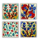 Casa si Gradina - Decoratiuni - Obiecte decorative - Accesorii decorative - Set suporturi pentru pahare, Hermia, piatra naturala, multicolor, 10x10x1 cm, 4 bucati, 366TYR1169 - Infinity.ro
