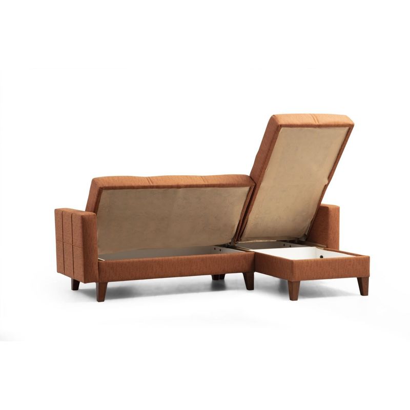 Casa si Gradina - Mobilier - Seturi de mobilier - Seturi living - Set living, Atelier Del Sofa, metal si lemn, rosu tigla, canapea coltar 216x130x86 cm, fotoliu 75x80x102 cm - Infinity.ro