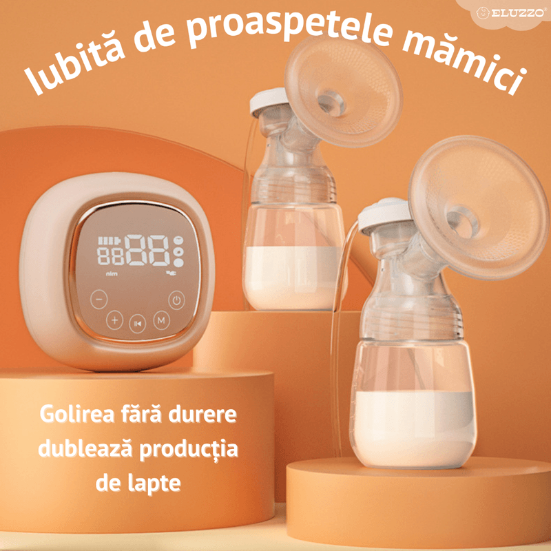 Jucarii, Copii si Bebe - Maternitate - Pompe de san - Pompa de San Electrica Bilaterala ELUZZO®, Afisaj Digital, Stimulare prin Masaj si Extragere, 3 Moduri de Masaj - Infinity.ro