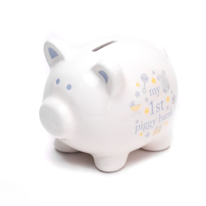 Casa si Gradina - Decoratiuni - Obiecte decorative - Decoratiuni camera copilului - Set pusculita si cutiute bleu din ceramica Hello Baby - Infinity.ro