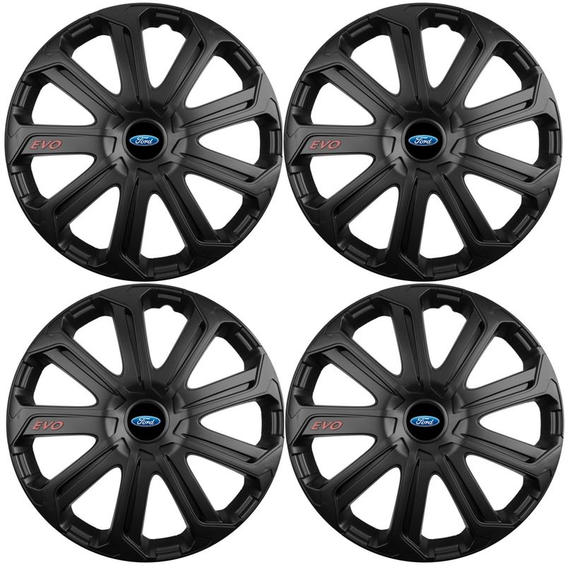 Auto si Moto - Anvelope si jante - Accesorii roti - Capace roti - Set 4 Capace Roti Evo Negru R14, Pentru Ford - Infinity.ro