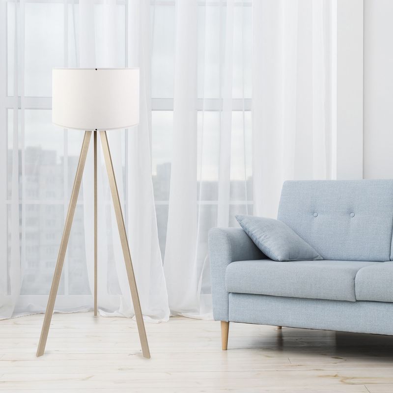 Casa si Gradina - Corpuri si surse de iluminat - Veioze si lampi - Lampadare - Lampadar, Opviq, mdf si pvc, alb stejar, 38x140 cm - Infinity.ro