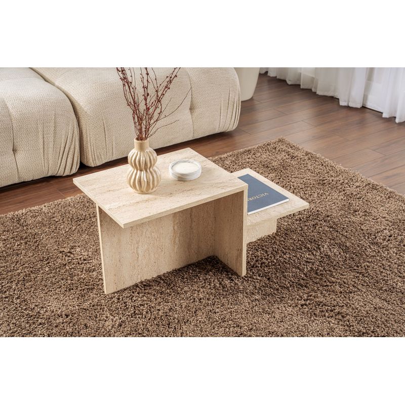 Casa si Gradina - Mobilier - Mese si birouri - Masute de cafea - Masuta de cafea, Hanah Home, pal melaminat, travertin, 90x45x40 cm - Infinity.ro