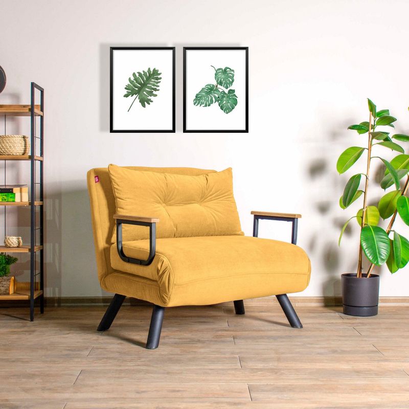 Casa si Gradina - Mobilier - Canapele si coltare - Canapele - Canapea extensibila, Hanah Home, metal, mustar, 175x60 cm - Infinity.ro