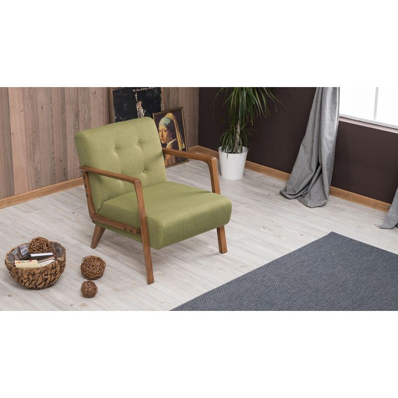 Casa si Gradina - Mobilier - Scaune si fotolii - Fotolii - Fotoliu, Hanah Home, lemn de fag, verde, 69x80x83 cm, material textil - Infinity.ro