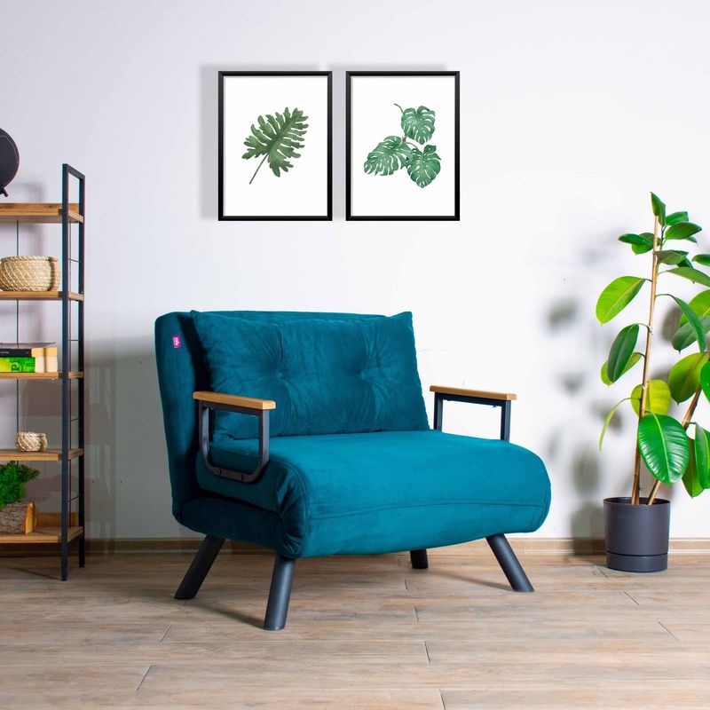 Casa si Gradina - Mobilier - Canapele si coltare - Canapele - Canapea extensibila, Hanah Home, metal, verde petrol, 175x60 cm - Infinity.ro