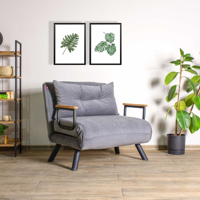 Casa si Gradina - Mobilier - Canapele si coltare - Canapele - Canapea extensibila, Hanah Home, metal, gri, 175x60 cm - Infinity.ro