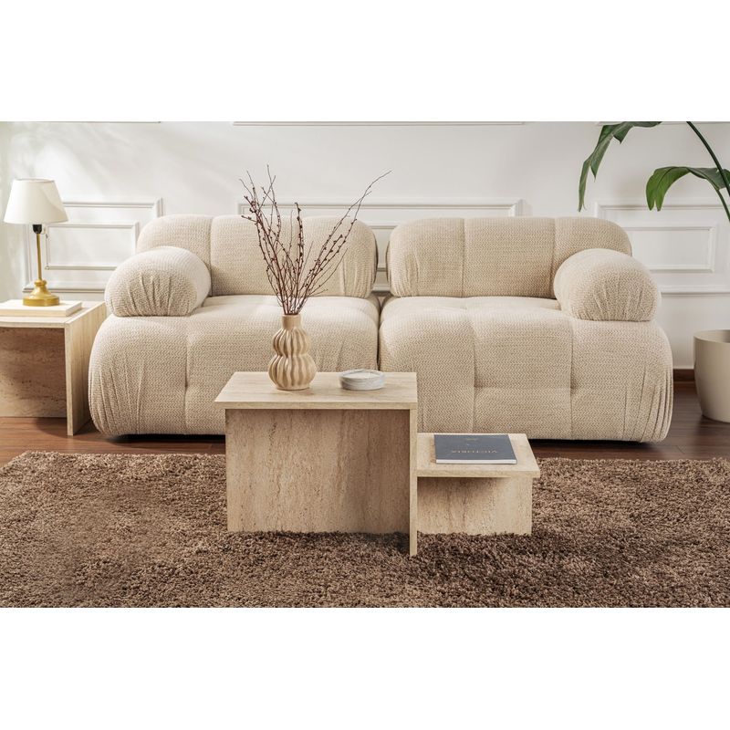Casa si Gradina - Mobilier - Mese si birouri - Masute de cafea - Masuta de cafea, Hanah Home, pal melaminat, travertin, 90x45x40 cm - Infinity.ro