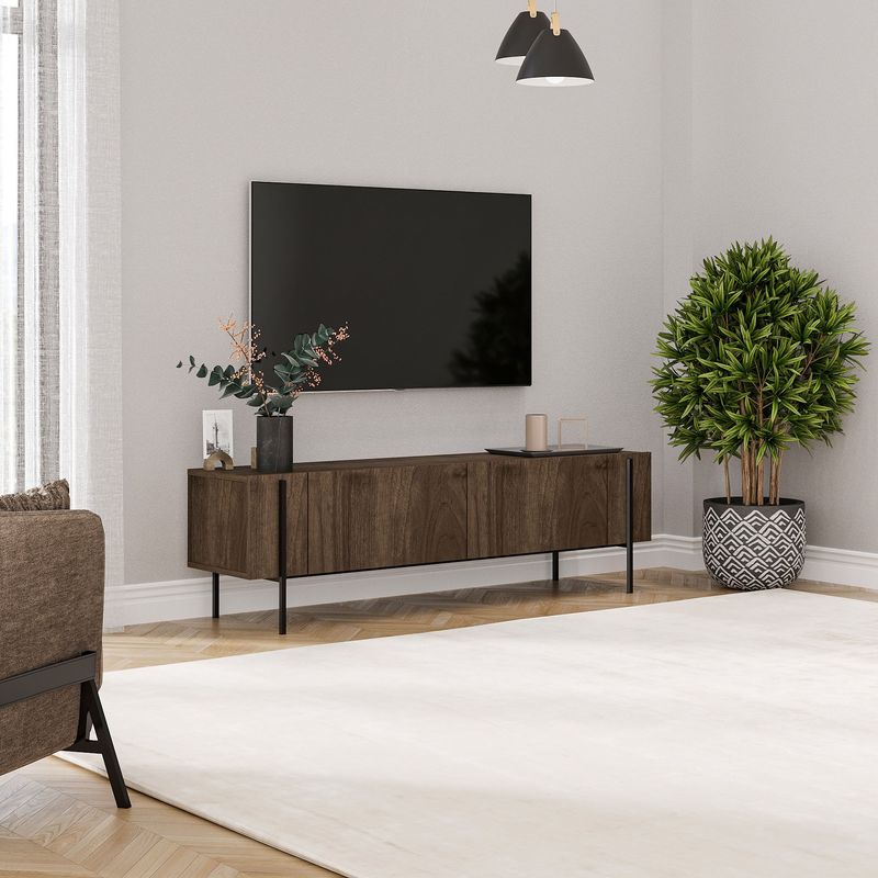 Casa si Gradina - Mobilier - Comode si corpuri - Comode - Comoda tv, Hanah Home, pal melaminat, nuc, 160x45.6x31.4 cm - Infinity.ro