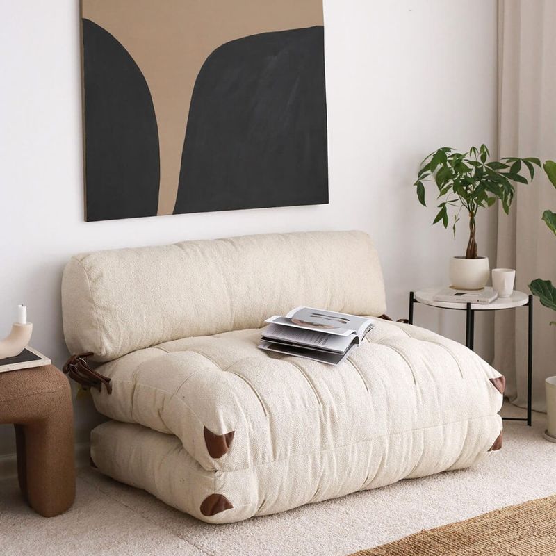 Casa si Gradina - Mobilier - Canapele si coltare - Canapele - Canapea extensibila 2 locuri, Hanah Home, teddy, crem, 120x79x75 cm - Infinity.ro