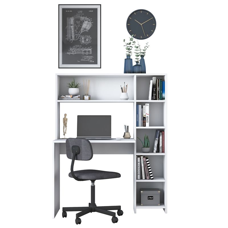 Casa si Gradina - Mobilier - Mese si birouri - Birouri - Birou de studiu, Hanah Home, pal melaminat, alb, 113.2x141.8x40 cm - Infinity.ro