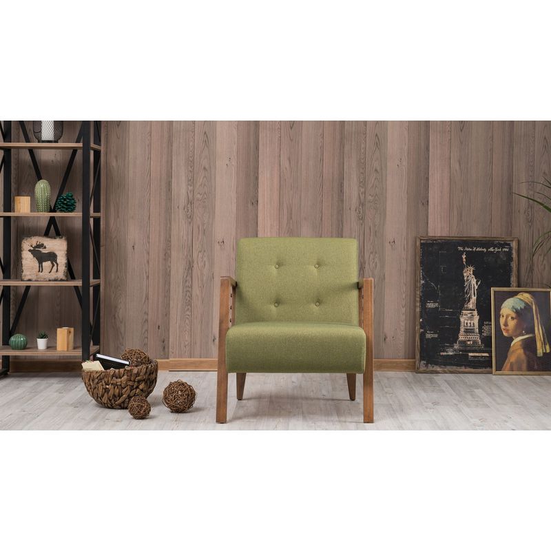 Casa si Gradina - Mobilier - Scaune si fotolii - Fotolii - Fotoliu, Hanah Home, lemn de fag, verde, 69x80x83 cm, material textil - Infinity.ro