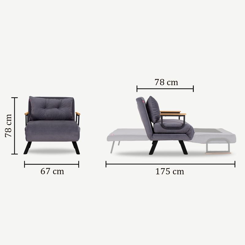 Casa si Gradina - Mobilier - Canapele si coltare - Canapele - Canapea extensibila, Hanah Home, metal, gri, 175x60 cm - Infinity.ro