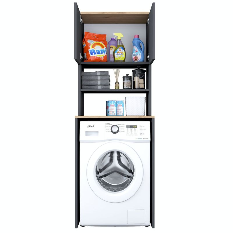 Casa si Gradina - Mobilier - Dulapuri si sifoniere - Dulapuri - Dulap pentru masina de spalat, Hanah Home, pal melaminat, nuc si antracit, 65x60x183.6 cm - Infinity.ro