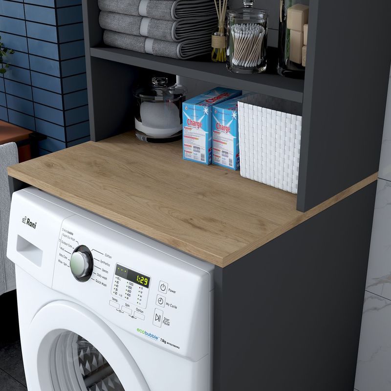 Casa si Gradina - Mobilier - Dulapuri si sifoniere - Dulapuri - Dulap pentru masina de spalat, Hanah Home, pal melaminat, nuc si antracit, 65x60x183.6 cm - Infinity.ro