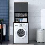 Casa si Gradina - Mobilier - Dulapuri si sifoniere - Dulapuri - Dulap pentru masina de spalat, Hanah Home, pal melaminat, nuc si antracit, 65x60x183.6 cm - Infinity.ro