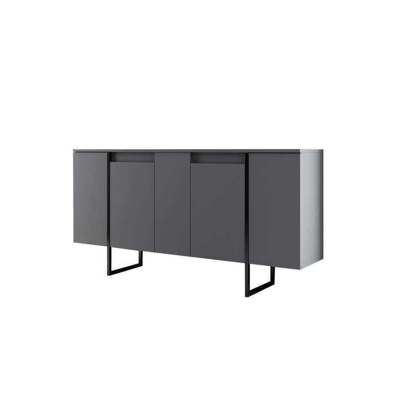 Casa si Gradina - Mobilier - Comode si corpuri - Console - Consola, Hanah Home, pal melaminat, nuc si negru, 160x35x80 cm, 618BLY1175 - Infinity.ro