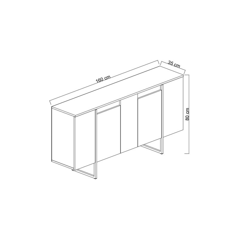Casa si Gradina - Mobilier - Comode si corpuri - Console - Consola, Hanah Home, pal melaminat, nuc si negru, 160x35x80 cm, 618BLY1175 - Infinity.ro