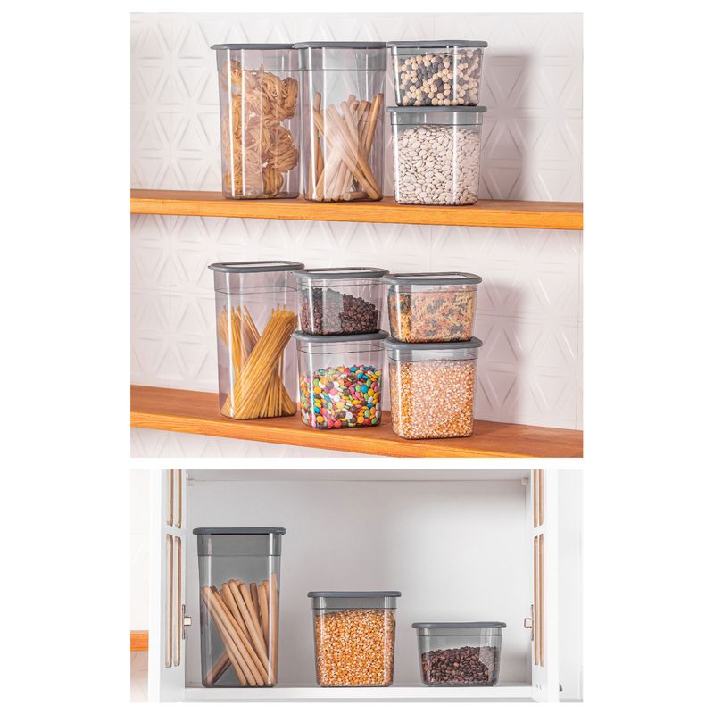 Casa si Gradina - Bucatarie si vesela - Organizare si depozitare bucatarie - Cutii alimentare - Set cutii depozitare alimente, Hermia, plastic, antracit, 18 piese, 3 dimensiuni - Infinity.ro
