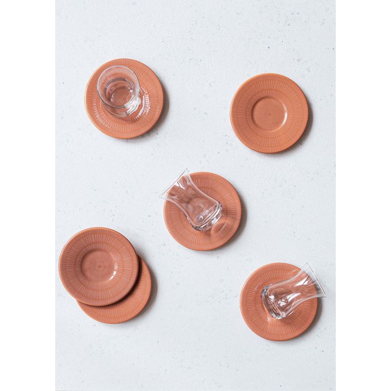 Casa si Gradina - Bucatarie si vesela - Vesela si tacamuri - Farfurii si boluri - Set farfurioare, Hermia, ceramica, somon, 13x13x1 cm, 6 bucati - Infinity.ro