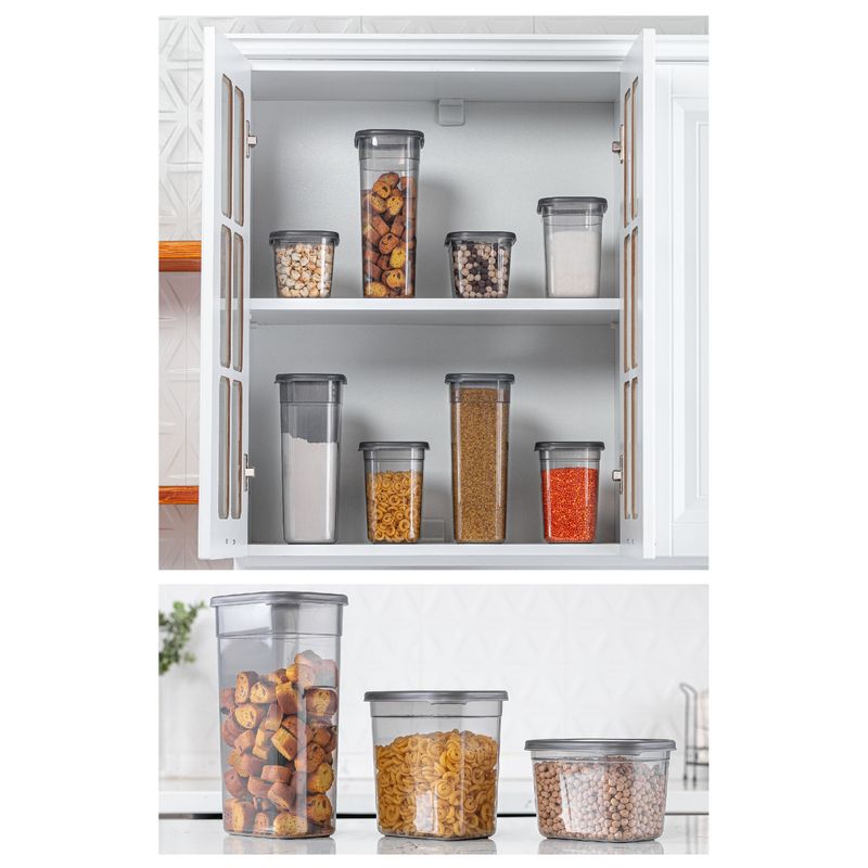 Casa si Gradina - Bucatarie si vesela - Organizare si depozitare bucatarie - Cutii alimentare - Set cutii depozitare, Hermia, plastic, antracit, 18 piese, 3 dimensiuni - Infinity.ro