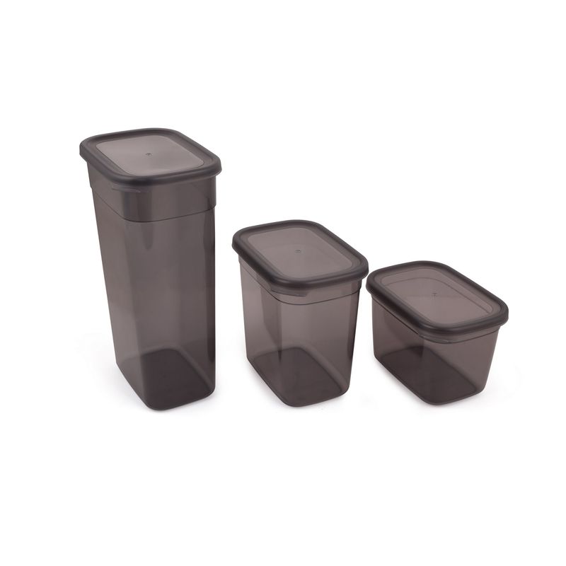 Casa si Gradina - Bucatarie si vesela - Organizare si depozitare bucatarie - Cutii alimentare - Set cutii depozitare, Hermia, plastic, antracit, 18 piese, 3 dimensiuni - Infinity.ro