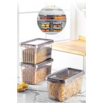 Casa si Gradina - Bucatarie si vesela - Organizare si depozitare bucatarie - Cutii alimentare - Set cutii de depozitare, Hermia, plastic, antracit, 15,2x29,5x15,2 cm, 3 bucati - Infinity.ro