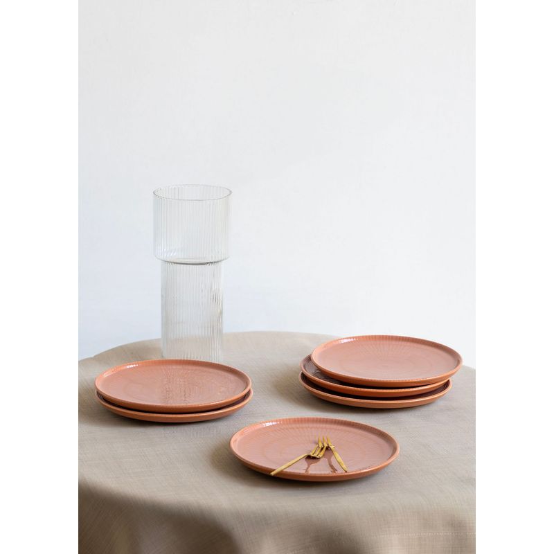 Casa si Gradina - Bucatarie si vesela - Vesela si tacamuri - Farfurii si boluri - Set farfurii, Hermia, ceramica, somon, 26x26x1 cm, 6 piese - Infinity.ro