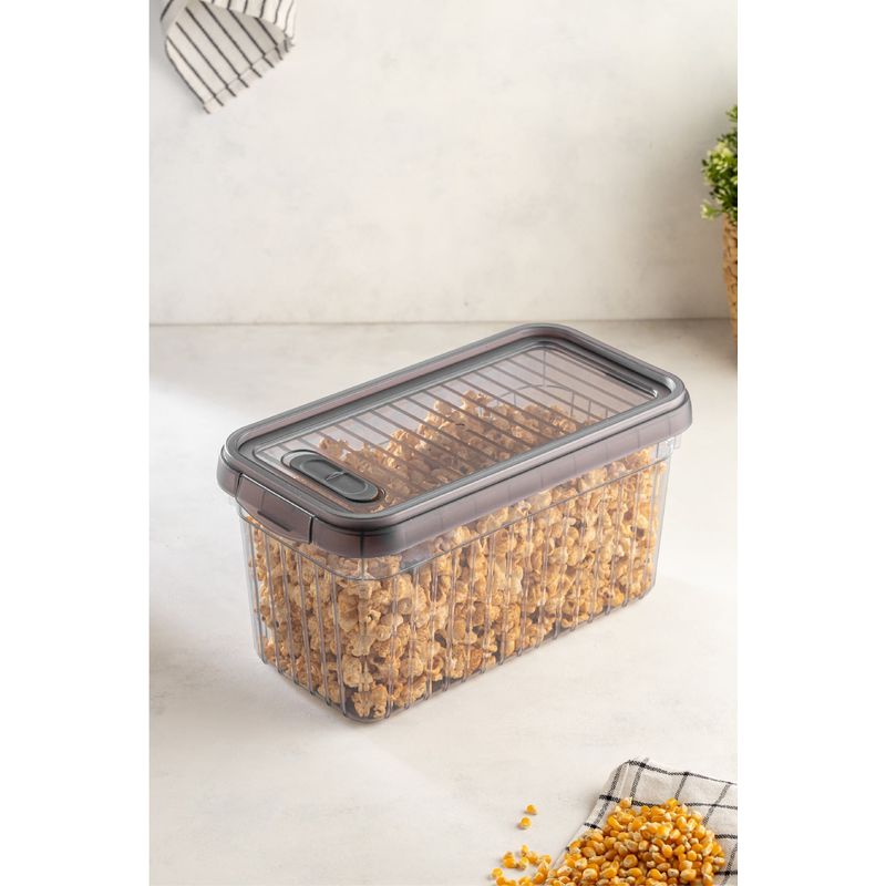 Casa si Gradina - Bucatarie si vesela - Organizare si depozitare bucatarie - Cutii alimentare - Set cutii de depozitare, Hermia, plastic, antracit, 15,2x29,5x15,2 cm, 3 bucati - Infinity.ro