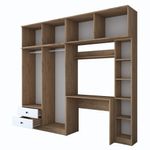 Casa si Gradina - Mobilier - Seturi de mobilier - Seturi dormitor - Set dormitor studiu, Hanah Home, pal melaminat, nuc si alb, 240x216.8x42.5 cm - Infinity.ro