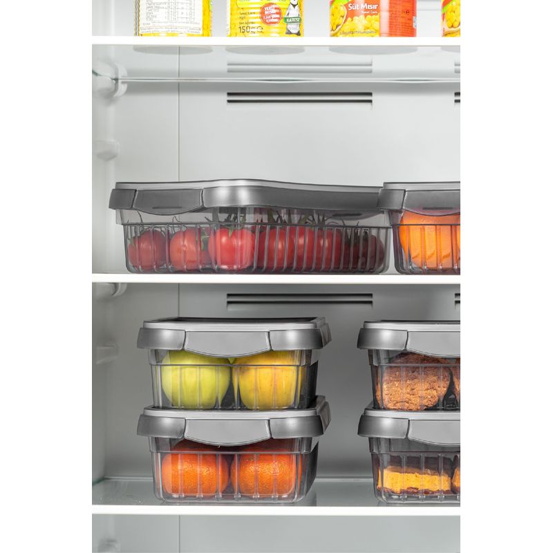 Casa si Gradina - Bucatarie si vesela - Organizare si depozitare bucatarie - Cutii alimentare - Set cutii de depozitare, Hermia, plastic, antracit, 15,2x29,5x15,2 cm, 3 bucati - Infinity.ro