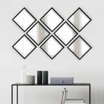 Casa si Gradina - Decoratiuni - Oglinzi - Set oglinzi, Wallxpert, sticla, argintiu si negru, 24x24 cm, 8 piese - Infinity.ro