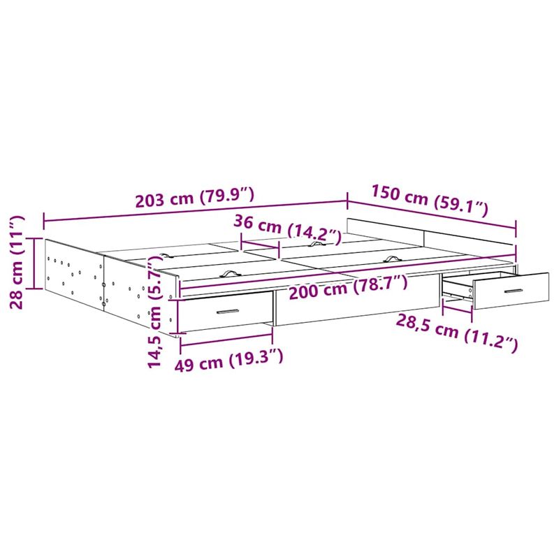 Casa si Gradina - Mobilier - Paturi si accesorii - Paturi - Cadru de pat cu depozitare cu sertar Stejar afumat 150 x 200 cm - Infinity.ro