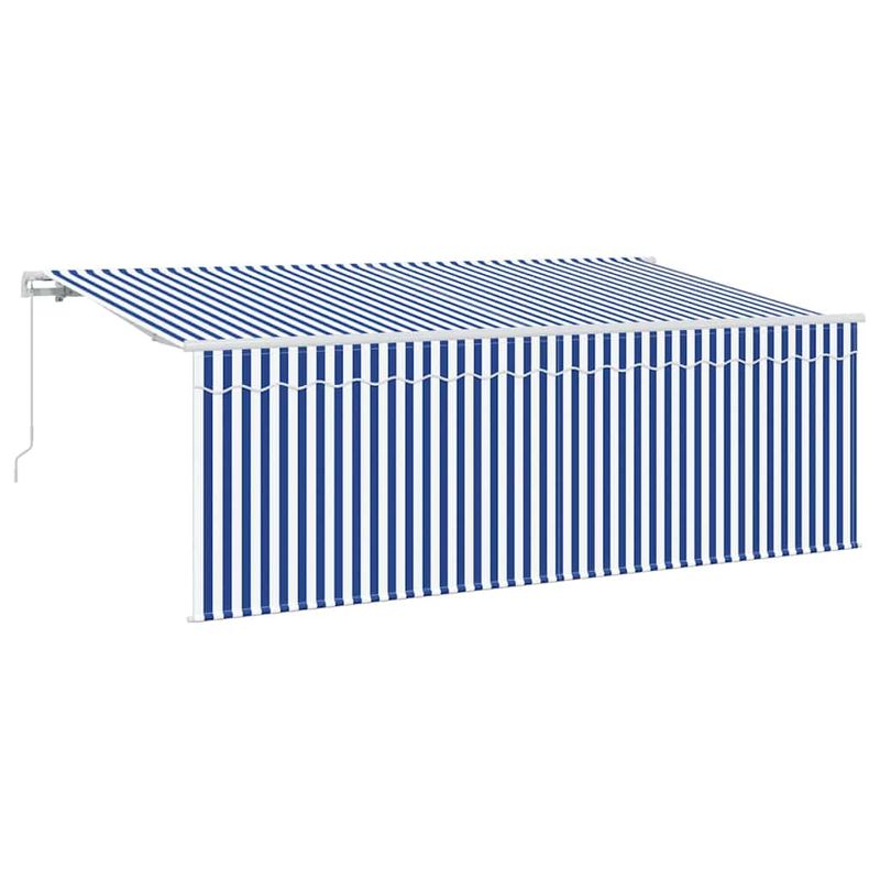Casa si Gradina - Gradina si terasa - Umbrele si pavilioane - Pavilioane - Cortina Retractabila Manual Albastru si Alb 400 x 200 cm - Infinity.ro