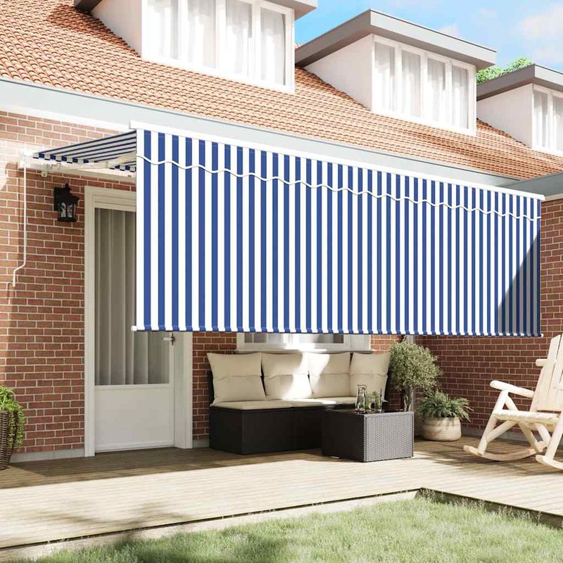 Casa si Gradina - Gradina si terasa - Umbrele si pavilioane - Pavilioane - Cortina Retractabila Manual Albastru si Alb 400 x 200 cm - Infinity.ro