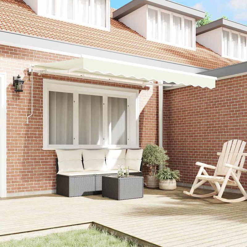 Casa si Gradina - Gradina si terasa - Umbrele si pavilioane - Pavilioane - Cortina Retractabila Manual Crema si Alb - Infinity.ro