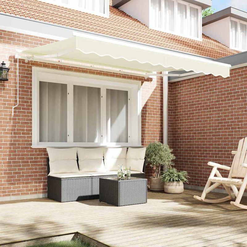 Casa si Gradina - Gradina si terasa - Umbrele si pavilioane - Pavilioane - Cortina Retractabila Crema si Alb 3 x 2 m Poliester si Aluminiu - Infinity.ro