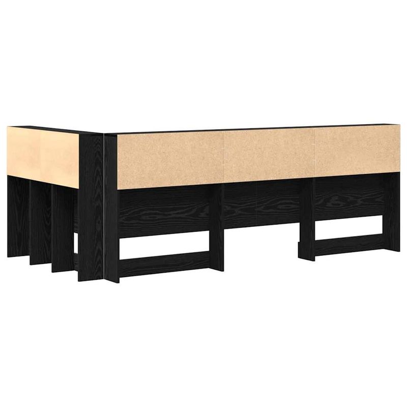 Casa si Gradina - Mobilier - Paturi si accesorii - Accesorii paturi - Tablie de pat cu LED, gri inchis, 200x5x118/128 cm, textil - Infinity.ro