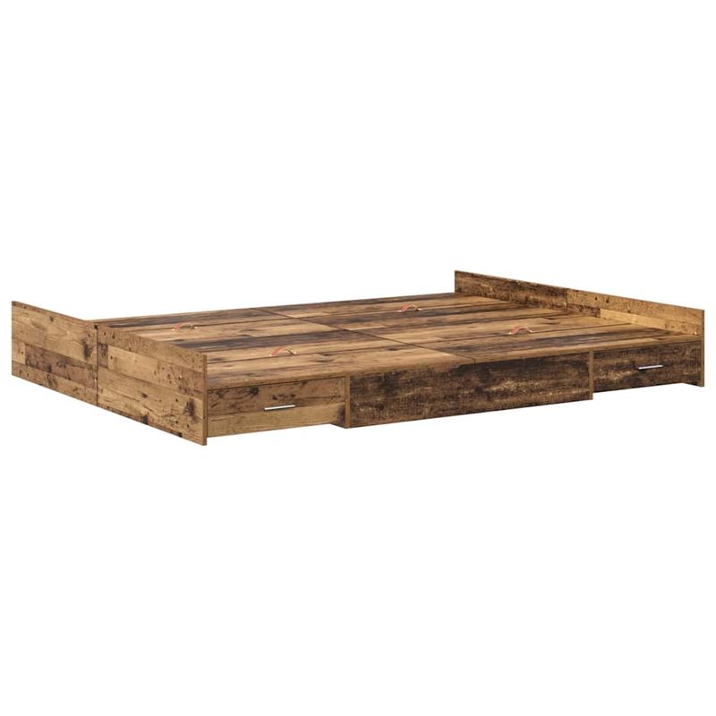 Casa si Gradina - Mobilier - Paturi si accesorii - Paturi - Cadru de pat cu depozitare Lemn vechi 135 x 190 cm PAL - Infinity.ro