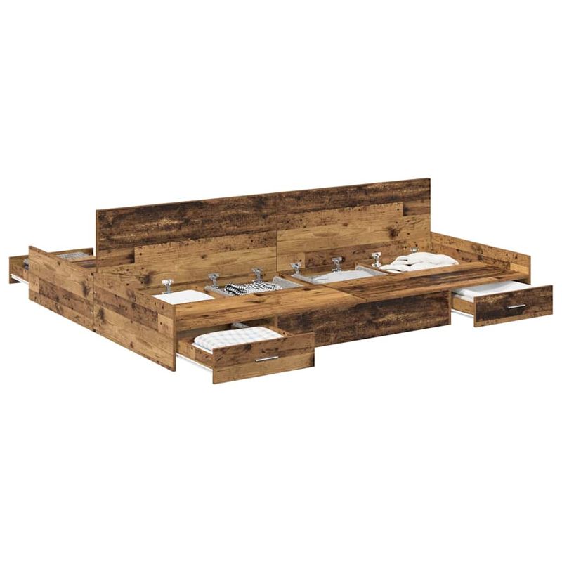 Casa si Gradina - Mobilier - Paturi si accesorii - Paturi - Cadru de pat cu depozitare Lemn vechi 135 x 190 cm PAL - Infinity.ro