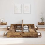 Casa si Gradina - Mobilier - Paturi si accesorii - Paturi - Cadru de pat cu depozitare Lemn vechi 135 x 190 cm PAL - Infinity.ro