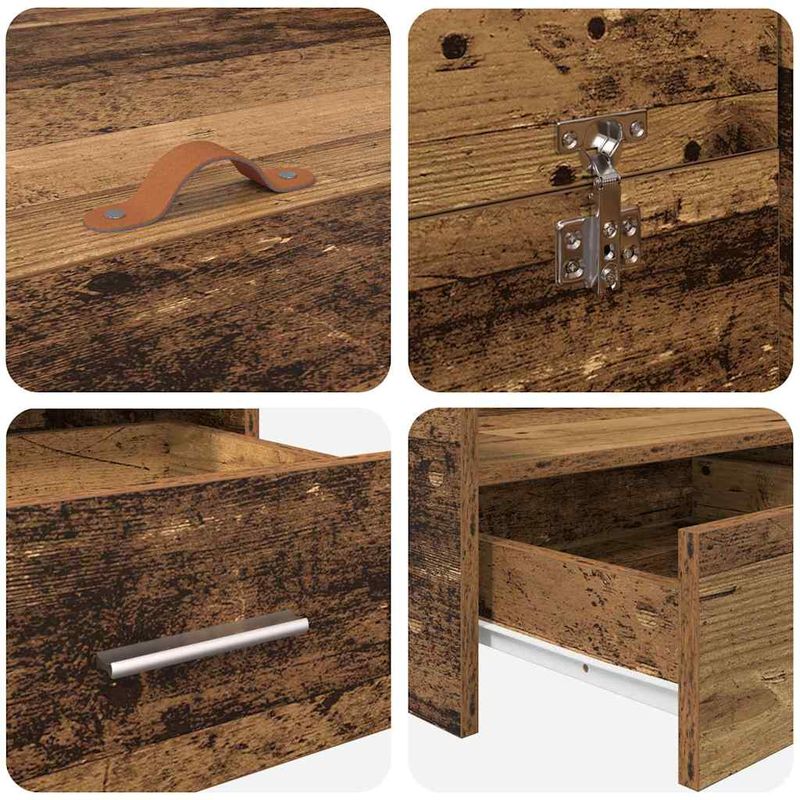 Casa si Gradina - Mobilier - Paturi si accesorii - Paturi - Cadru de pat cu depozitare Lemn vechi 135 x 190 cm PAL - Infinity.ro